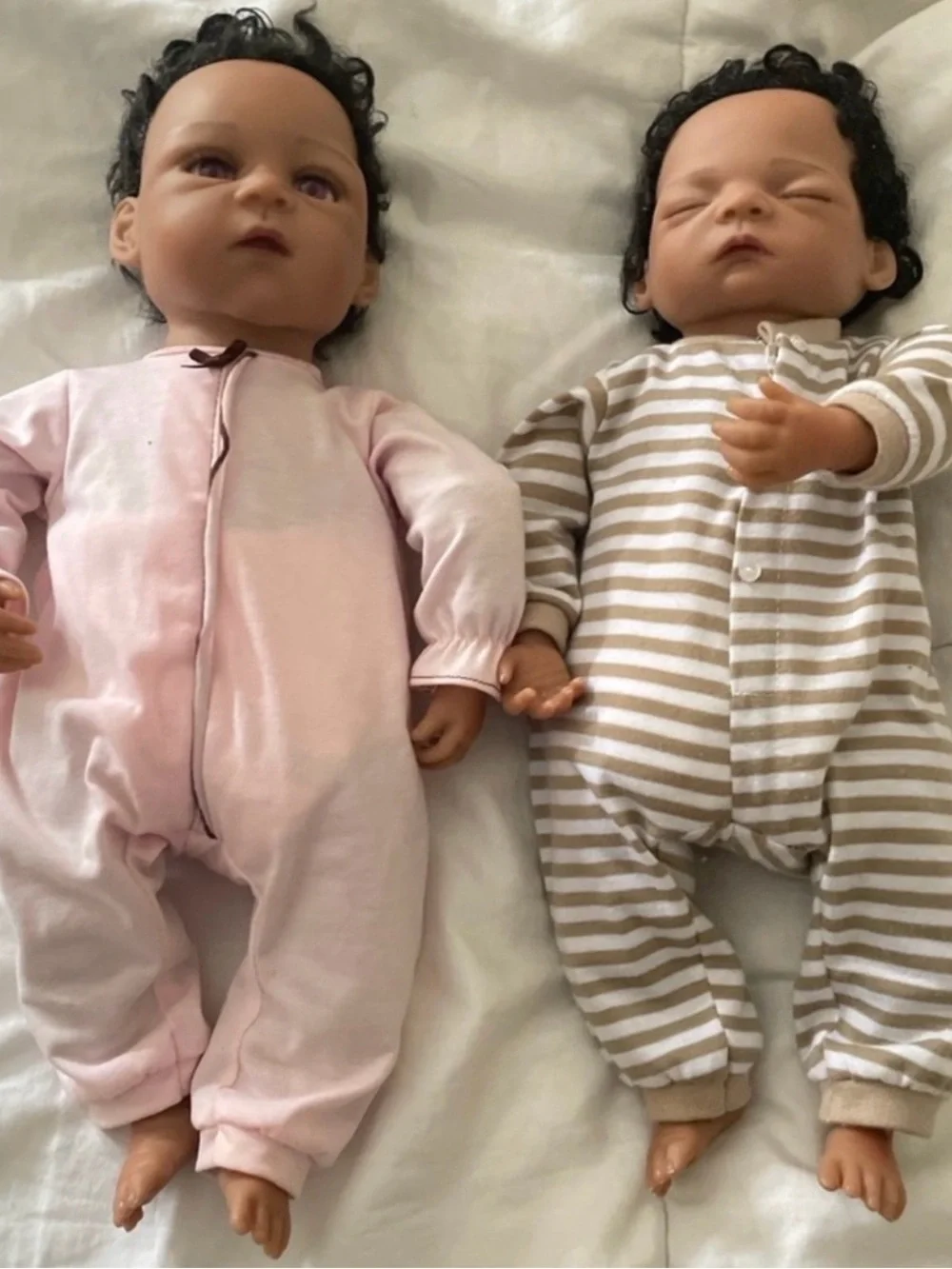 Realistic Twin Baby Doll Set in Pink and Cream